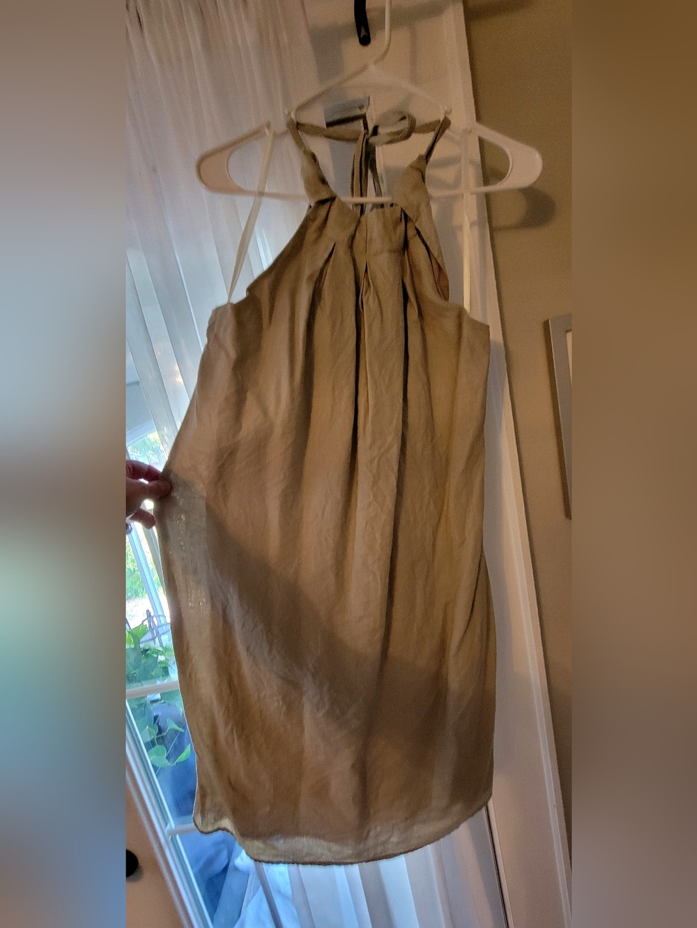 28 Palms Linen Beige Halter Neck Dress